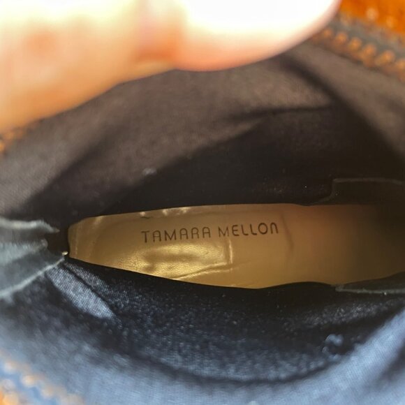 Tamara Mellon Go West Suede Stretch Ankle Bootie Boots Chestnut Brown Size 11 - Picture 11 of 12